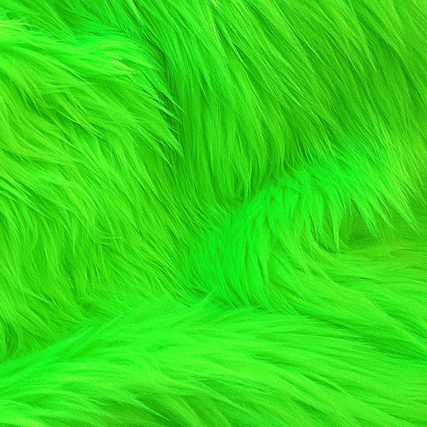 1 Yard Vibrant Neon Green Shag Faux Fur Fabric, Plush & Bold, 60" Wide