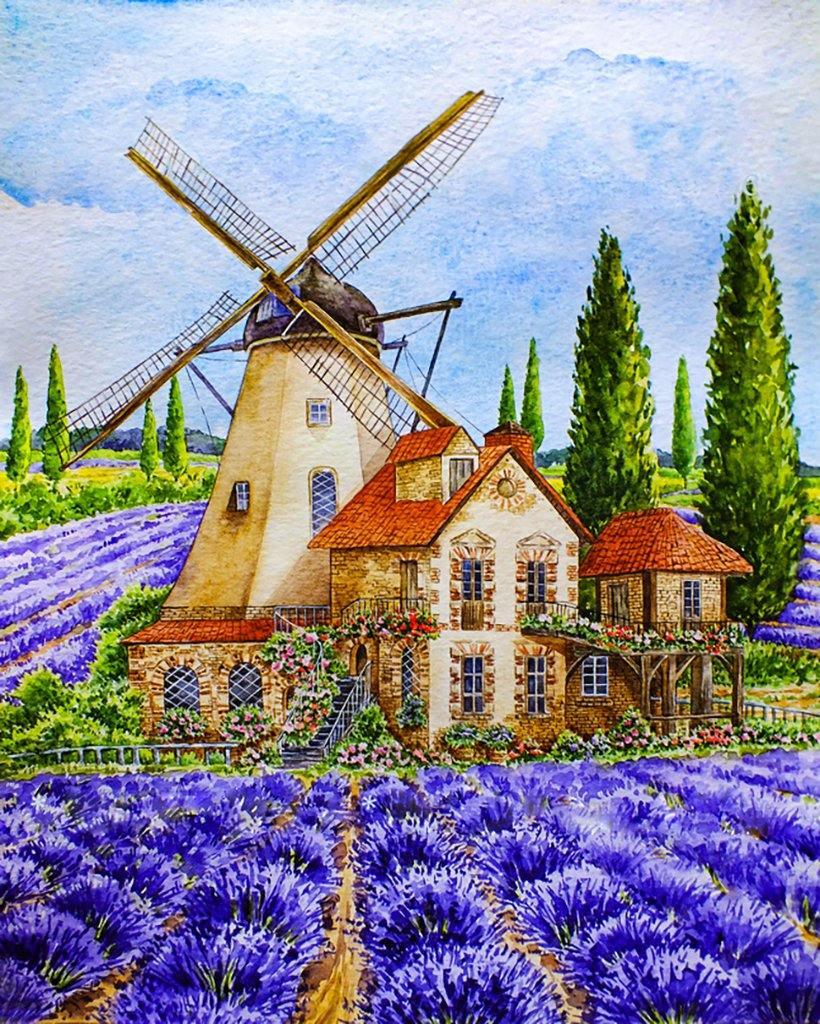 Provence Windmill CS2579 15.8 x 19.7 inches Crafting Spark Diamond Painting Kit