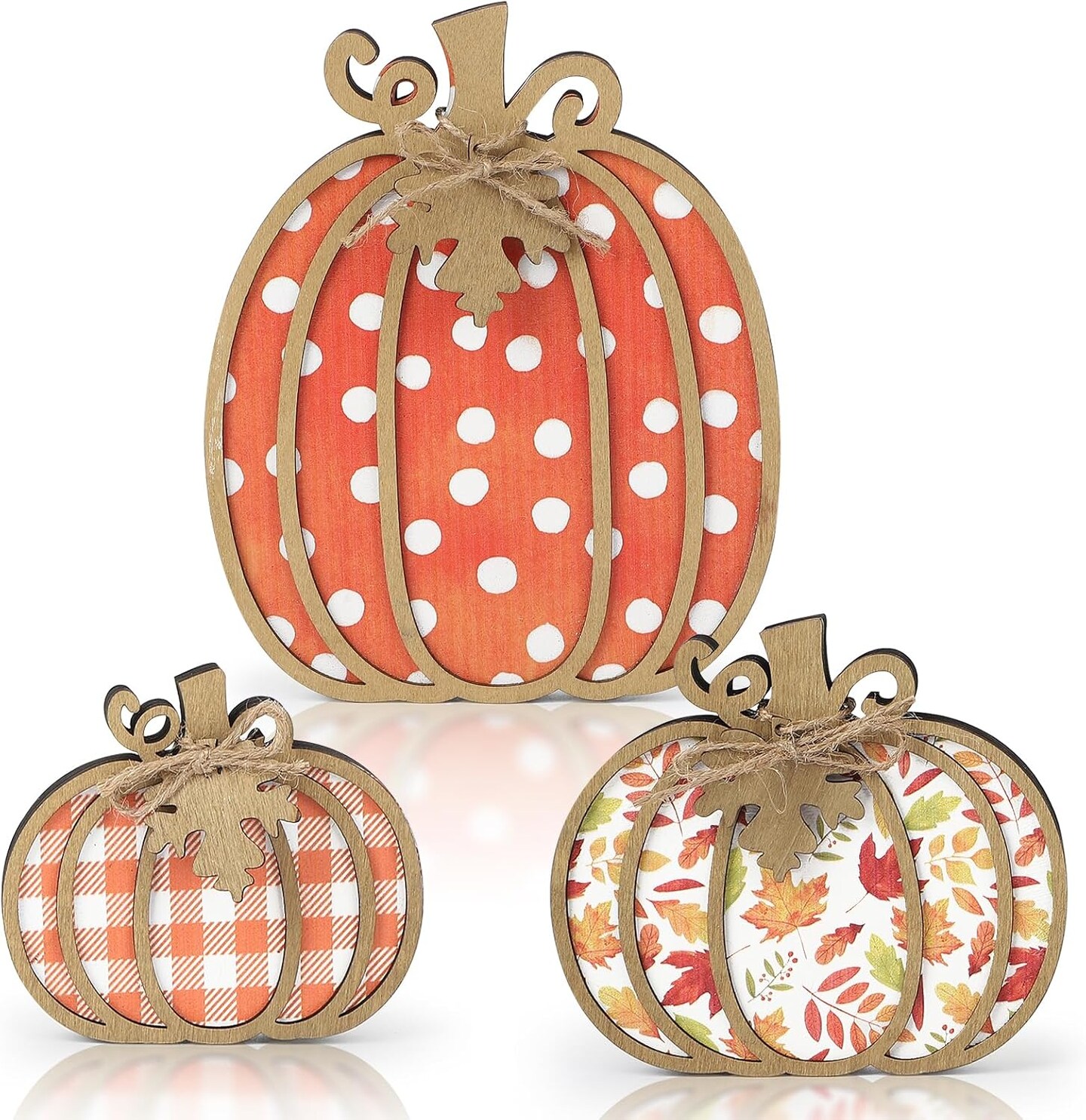 Fall Decor Wooden Plaid Pumpkin