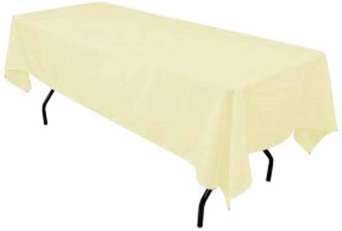 Rectangular Light Yellow Polyester Tablecloth 60×144 Inch Elegant Décor for Weddings, Parties & Banquets