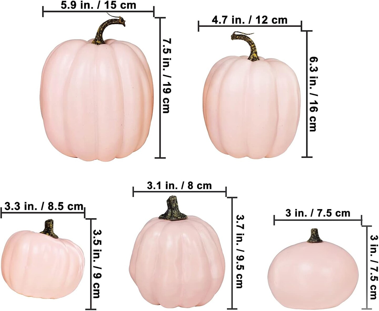 14 pcs Assorted Harvest Artificial White and Pink Pumpkins