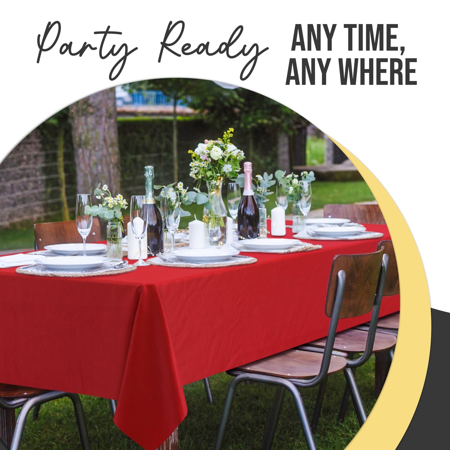 Exquisite 12-Pack Premium Plastic Tablecloth 54in. x 108in. Rectangle Plastic Table Cover