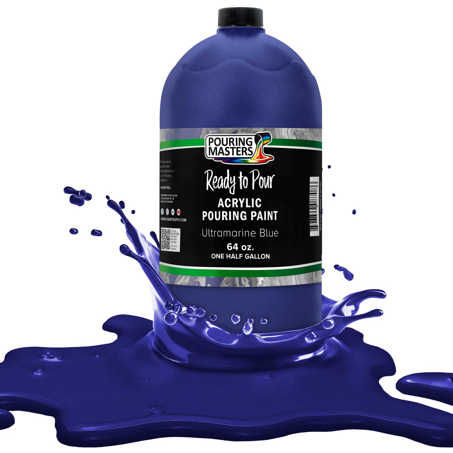 Pouring Masters Ultramarine Blue Ready to Pour Acrylic Pouring Paint - Premium 64-Ounce Pre-Mixed Fluid Acrylic Paint - Fluid Art Supplies for Canvas, Wood, Paper, Tile & Rocks