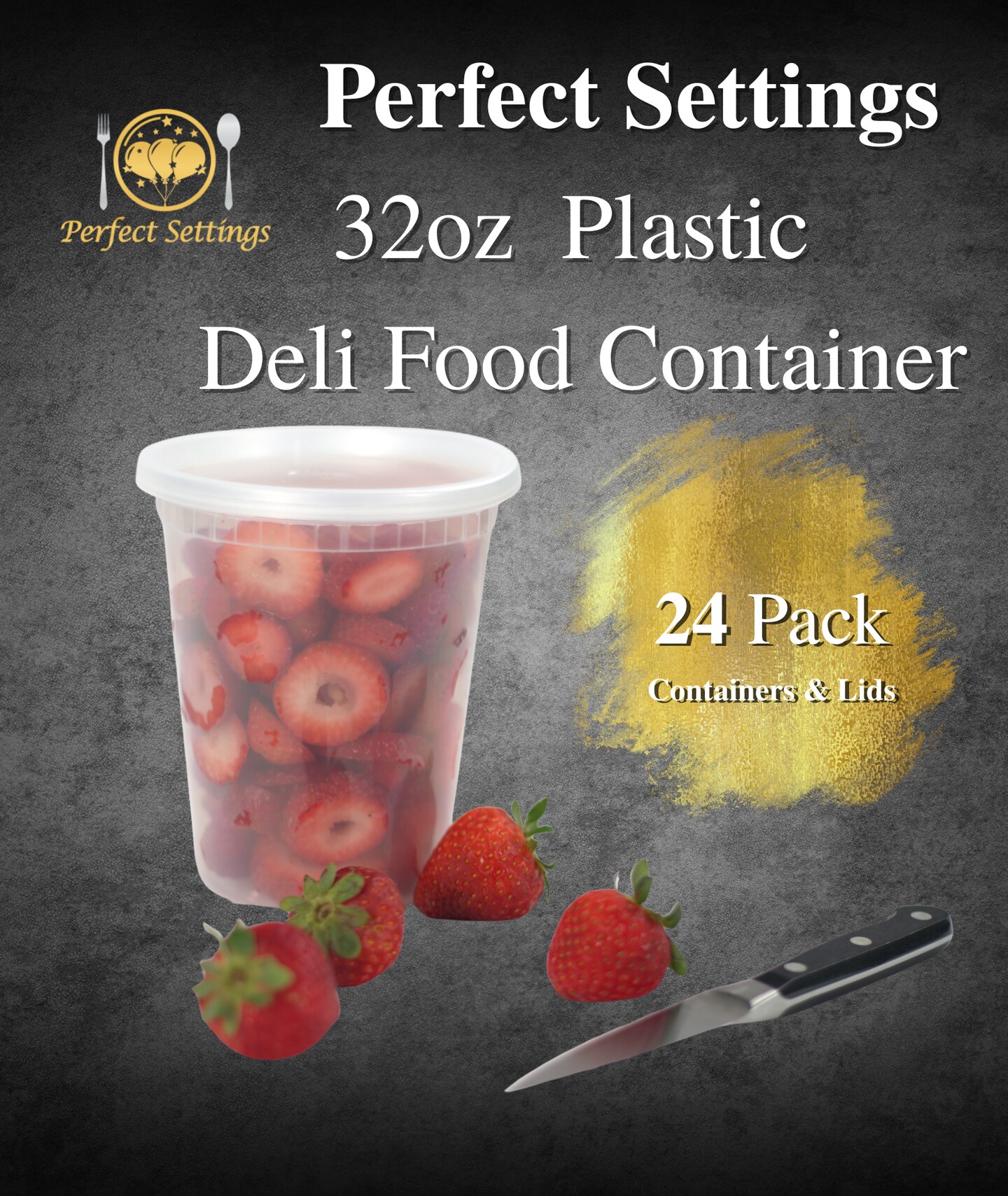 Perfect Settings 32oz Deli Containers with Lids - 24 Sets Quart Freezer Storage Containers - Leakproof, Stackable, Microwave Safe Soup Storage Plastic Soup Containers for Meal Prep Leftovers Takeout