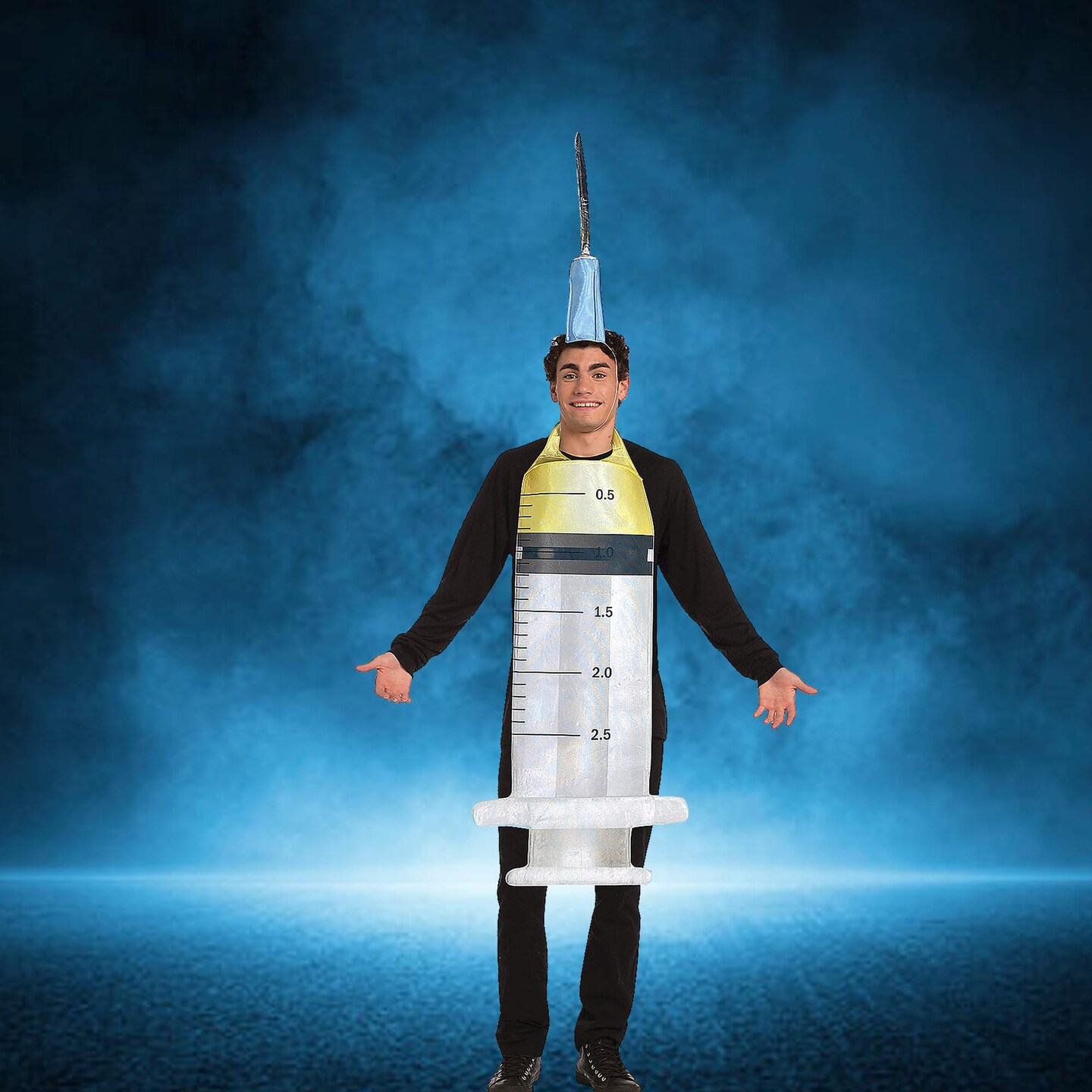 Syringe Adult Costume Funny Medical Tunic and Headpiece for Themed Events