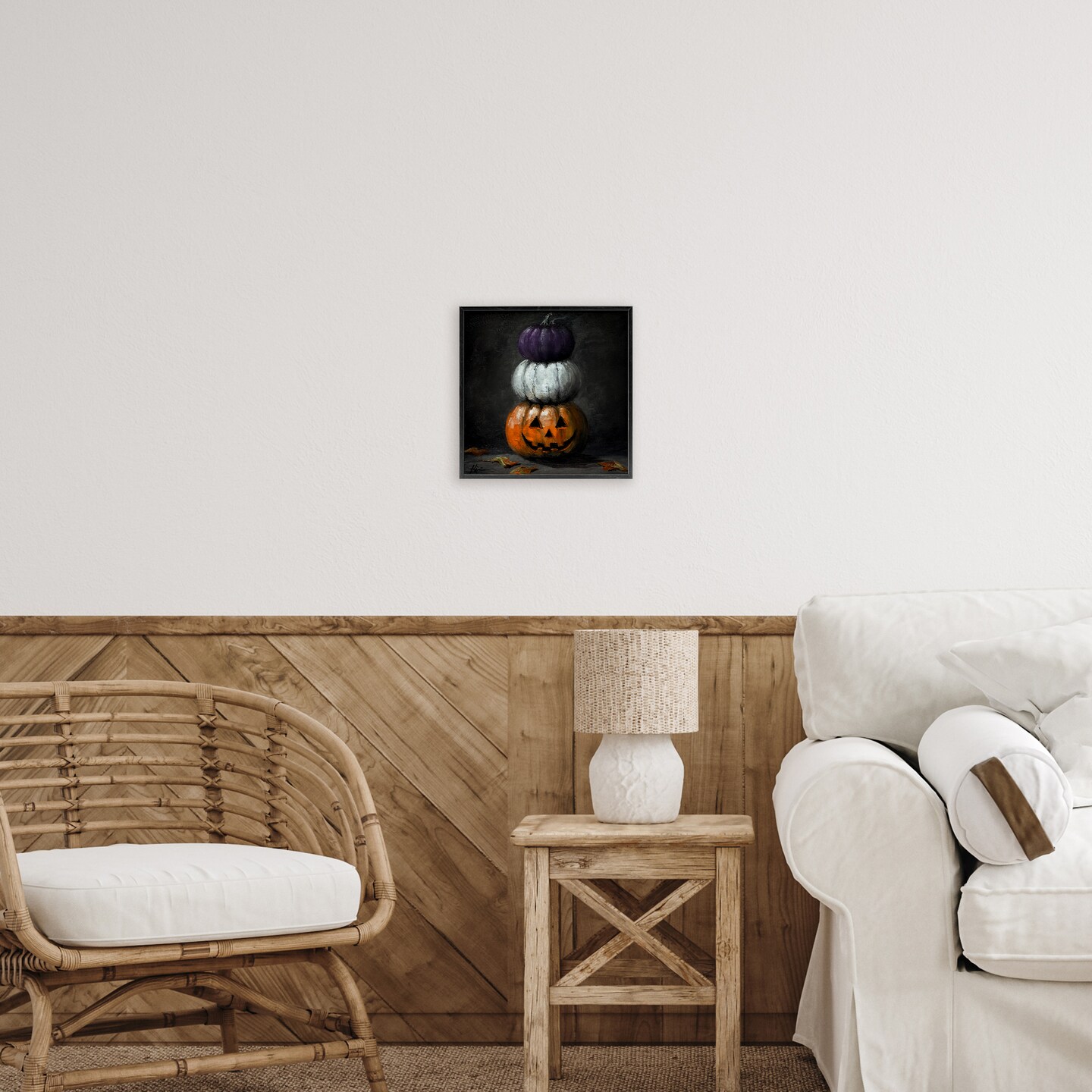 Vintage Halloween Pumpkin Stack Framed Giclee Art