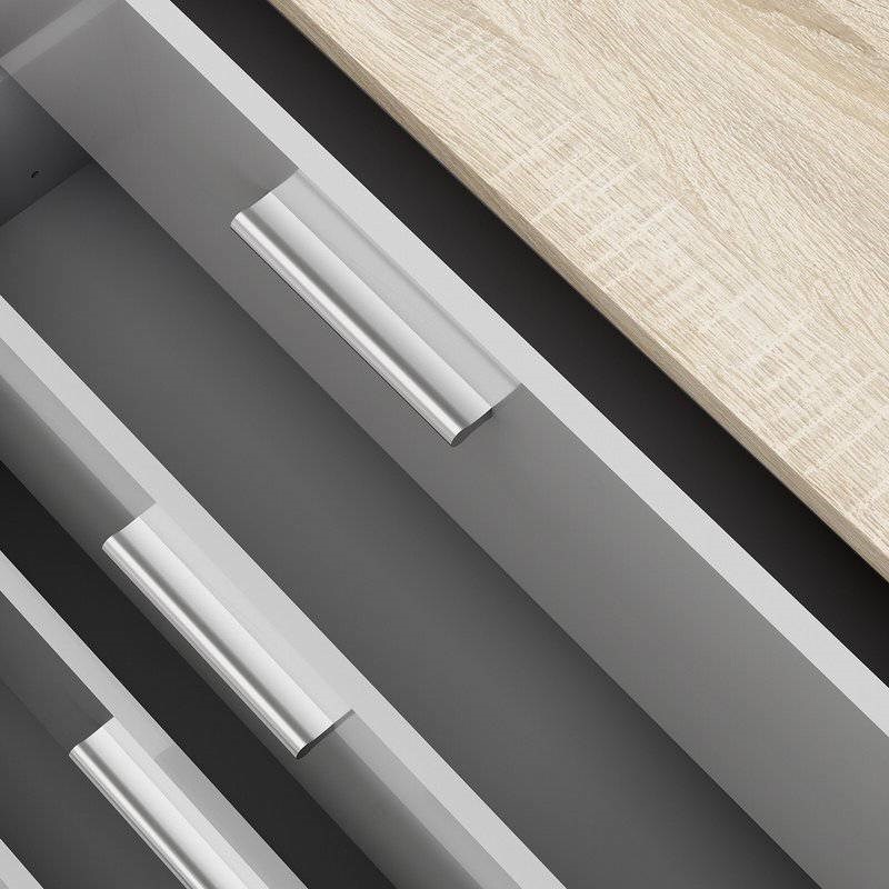 Modern 8-Drawer Double Dresser for Bedroom Storage with Metal Hardware and Foil Finish