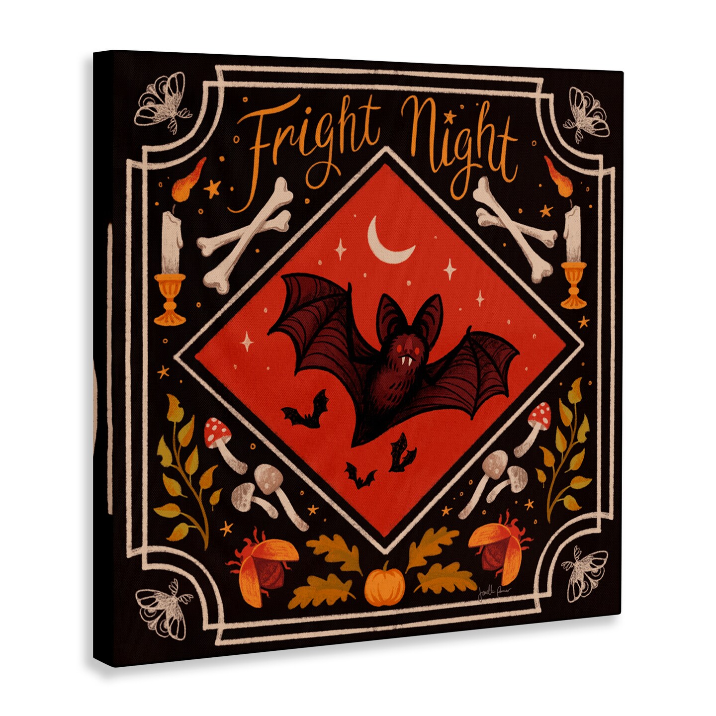 Stupell Industries Fright Night Bat &#x26; Botanicals Canvas, design by Janelle Penner