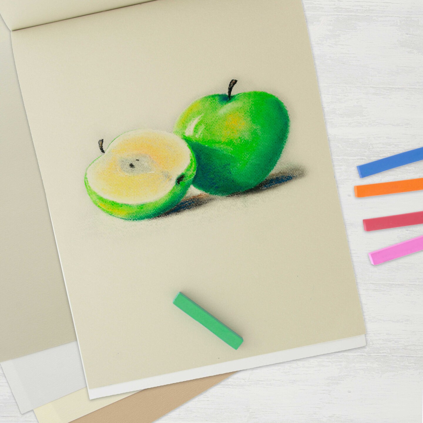 9&#x22; x 12&#x22; Pastel Paper Pad: 2 Pack (32 Sheet Total), 80lb (180gsm), 4 Neutral Toned Colors, Textured Hard or Soft Oil Pastel Paper, Drawing Sketchbook Pad, Mixed Media