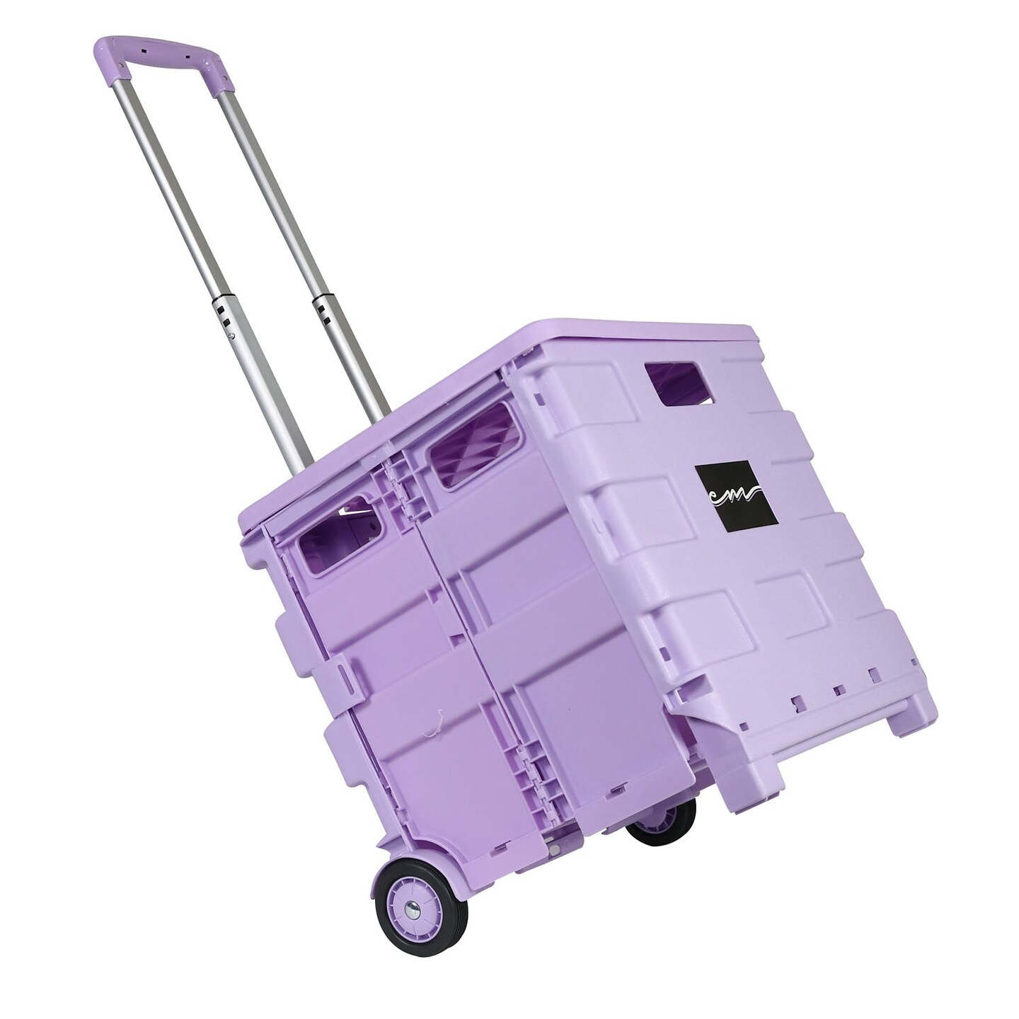 Collapsible Plastic Rolling Craft Cart, Purple