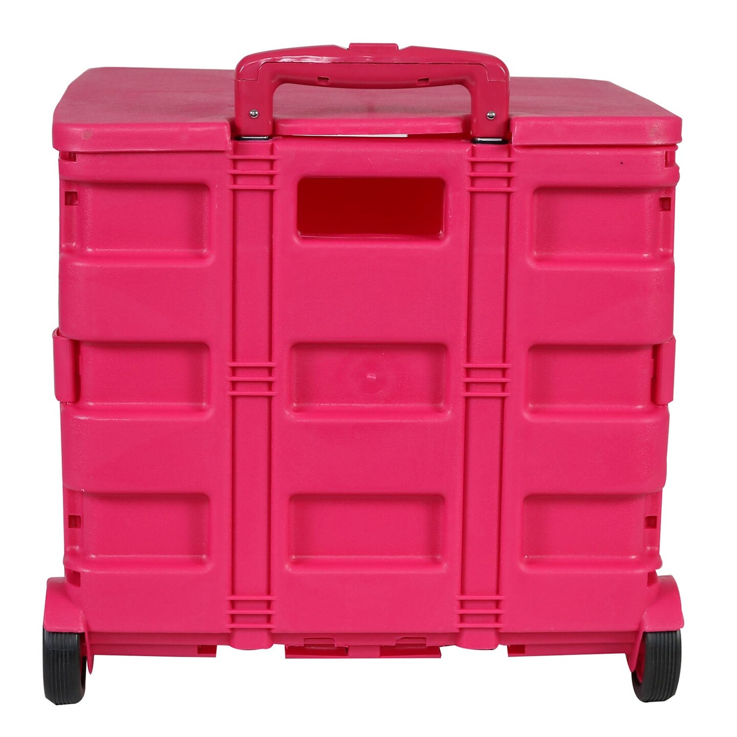 Collapsible Plastic Rolling Craft Cart, Pink