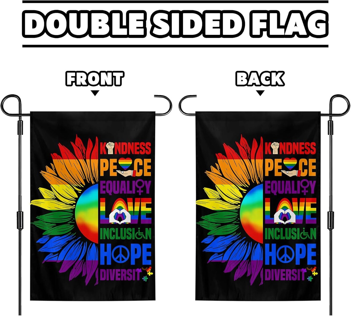 Sunflower Pride Flag 12x18 Inch Double Sided Rainbow Flag
