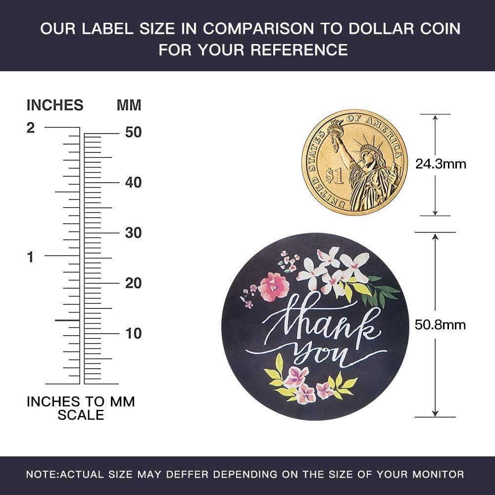 500 Pcs 2 Inch Thank You Stickers, Thank You Stickers Roll, Thank You Labels