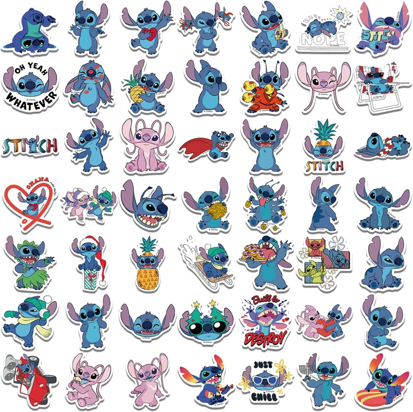 Stitch Stickers,Cute Cartoon Gifts for Kids,50PCS Kids Love Cartoon Decals