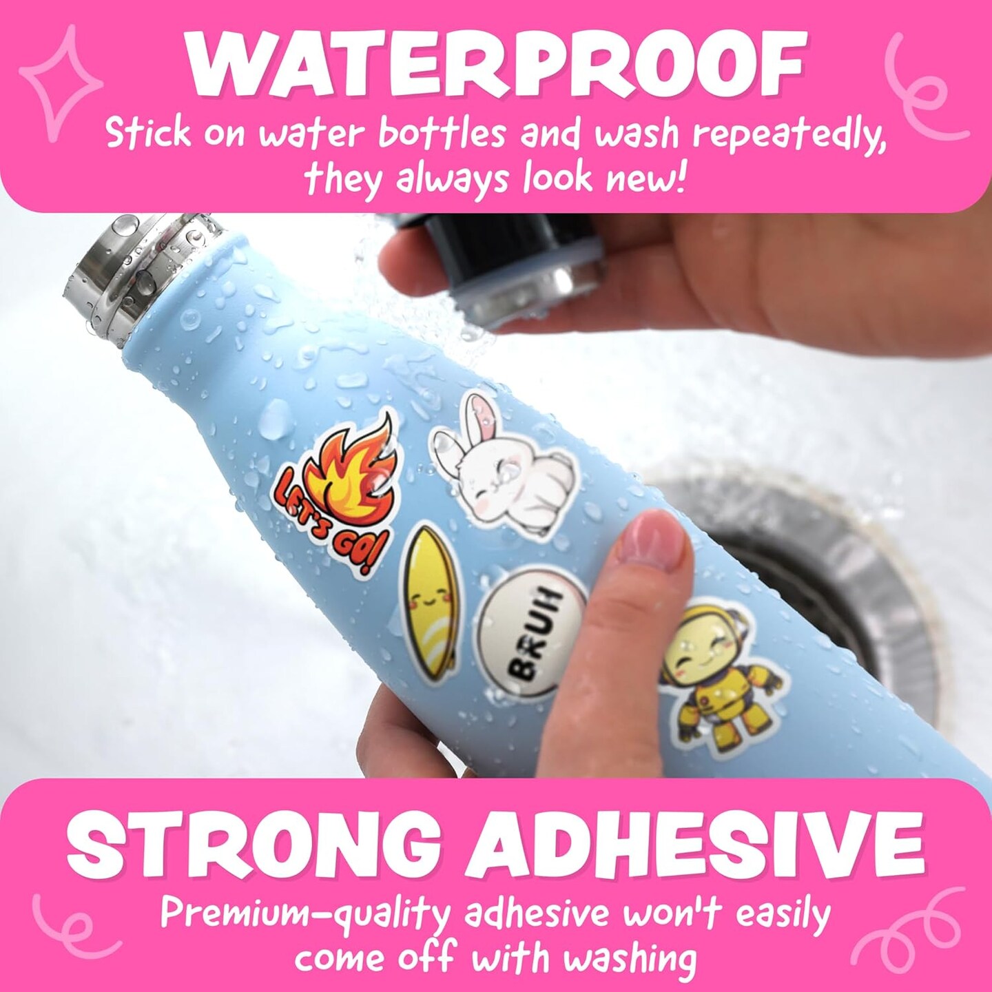 108pc Kawaii Water Bottle Stickers - Easy Peel Sticker Pack