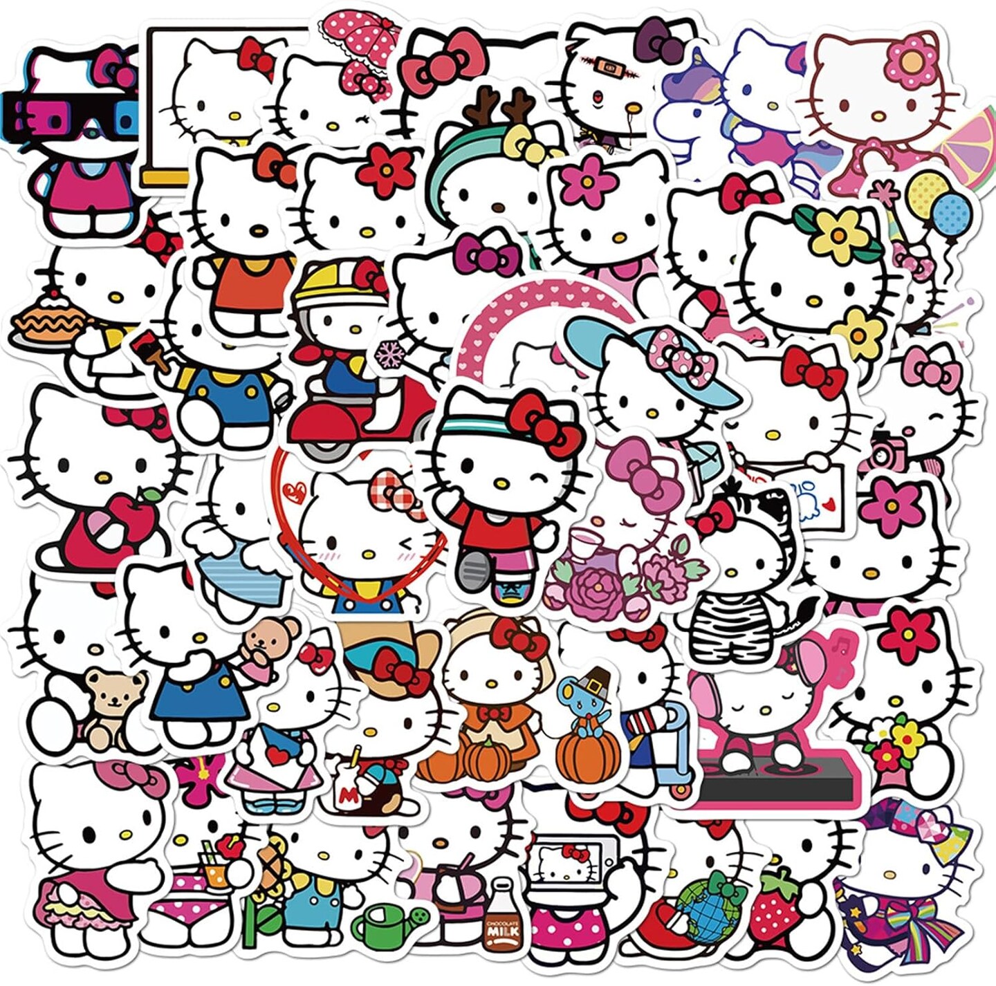 50pcs Cute Cartoon Hello Kitty Stickers for Kids Teens