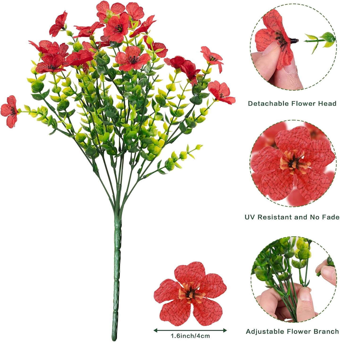 15 PCS Outdoor Artificial Flowers Fake Outdoor Flowers -Summer Plastic Flowers for Outdoors UV Resistant -Faux Flower for Outside Planters for Home Garden Patio Porch Window Box Decor