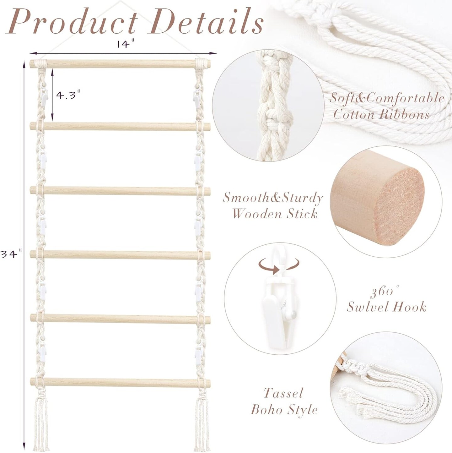 Macrame Hair Claw Clip Organizer,Hanging Hair Clip Holder and Storage for Women Girls,Claw Clip Hanger Home Decor for Wall,Door,Closet