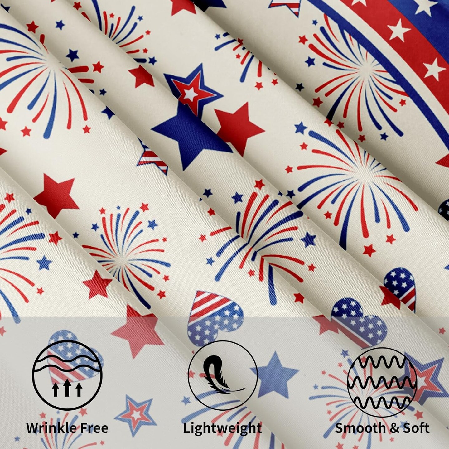 4th of July Tablecloth Patriotic American Flag Round Tablecloth 60 Inch Independence Day Memorial Day Table Cloth for Farmhouse Kitchen Decor Polyester Fabric Table Covers for Party Outdoor Camping