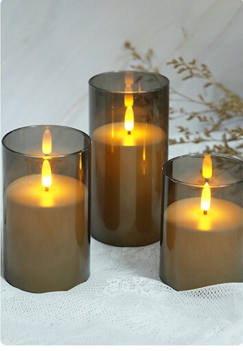 Designer&#x2019;s Shop CS-7203 Flameless LED candle Acrylic shell with Remote Control Timer. 5 pc packed, color : Grey
