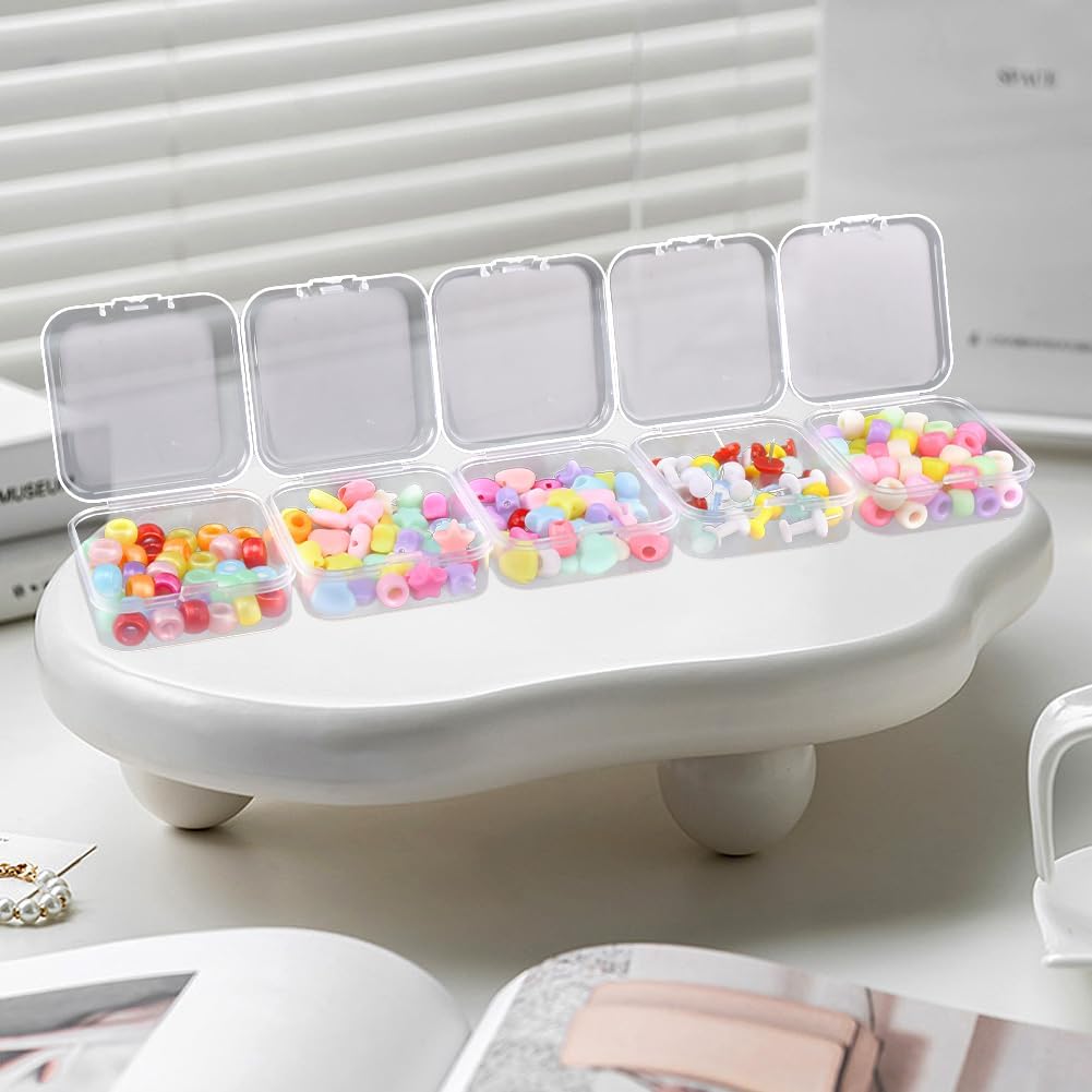 Bead Organizer Box, 30Pcs Small Clear Bead Plastic Storage Containers Portable Art Storage Case Mini Bead Organizers Jewelry Beads Storage Box Set for Bracelet Making DIY Jewelry Craft Nail