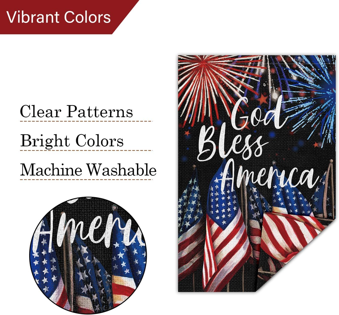 4th of July Garden Flag – 12x18 Inch Double-Sided Small Burlap Flag with Patriotic Fireworks Design for Memorial Day, Independence Day, and Outdoor Yard Decor