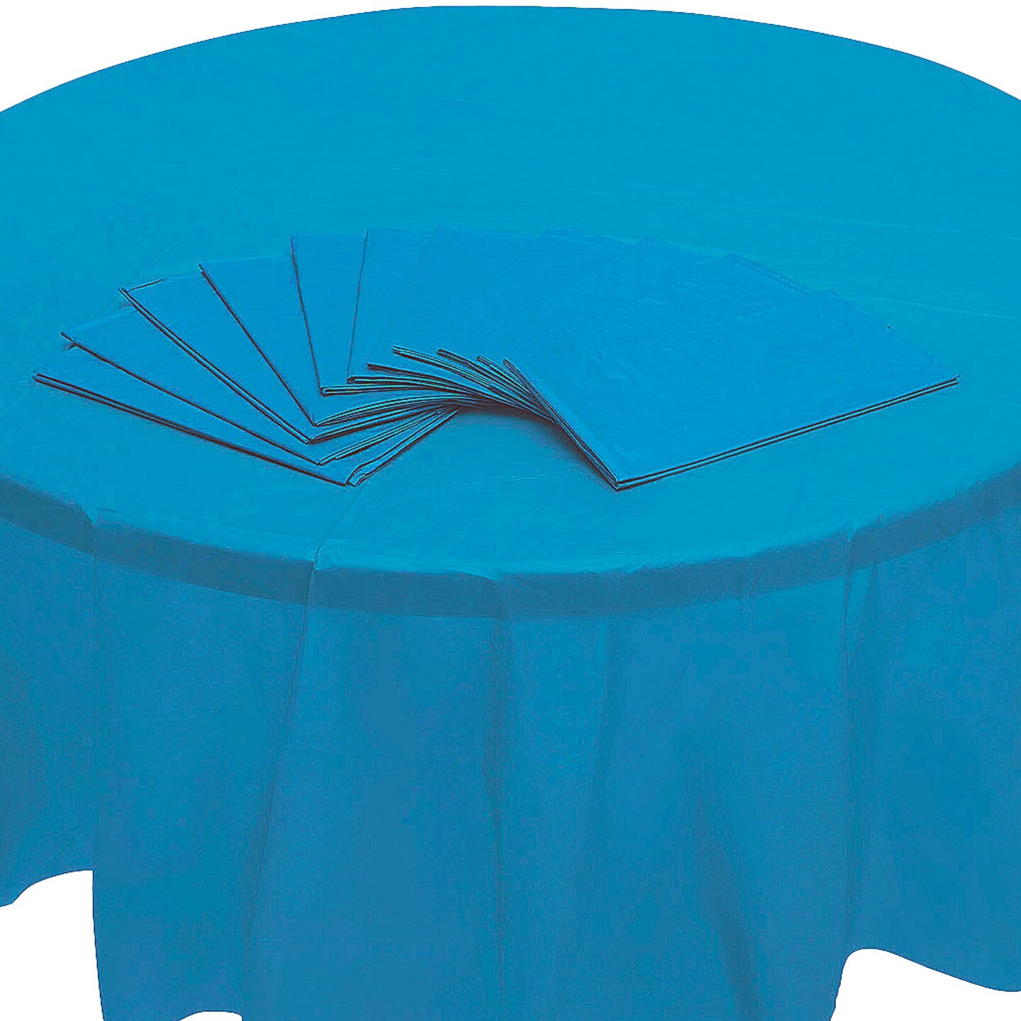 Bulk 12 Pieces Turquoise Banquet Style Round Disposable Plastic Tablecloths 82&#x22;