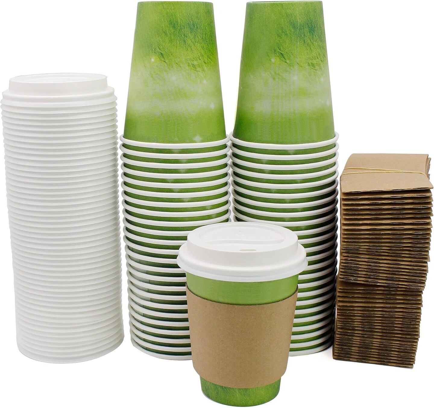 50 Count 12 oz Disposable Hot Paper Cups, Summer Party Tableware ...