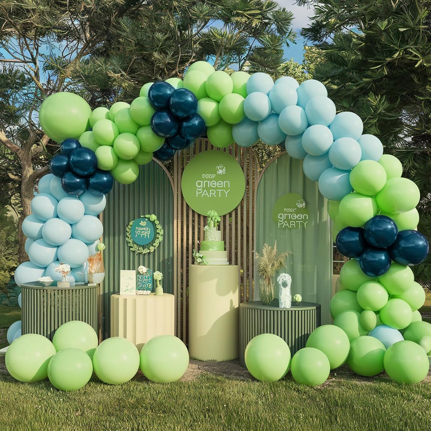 Blue & Green Balloon Arch Kit – Slate Blue, Baby Blue & Light Green Balloons for Baby Shower, Boy’s Birthday, and Pastel Seaside Party Decorations