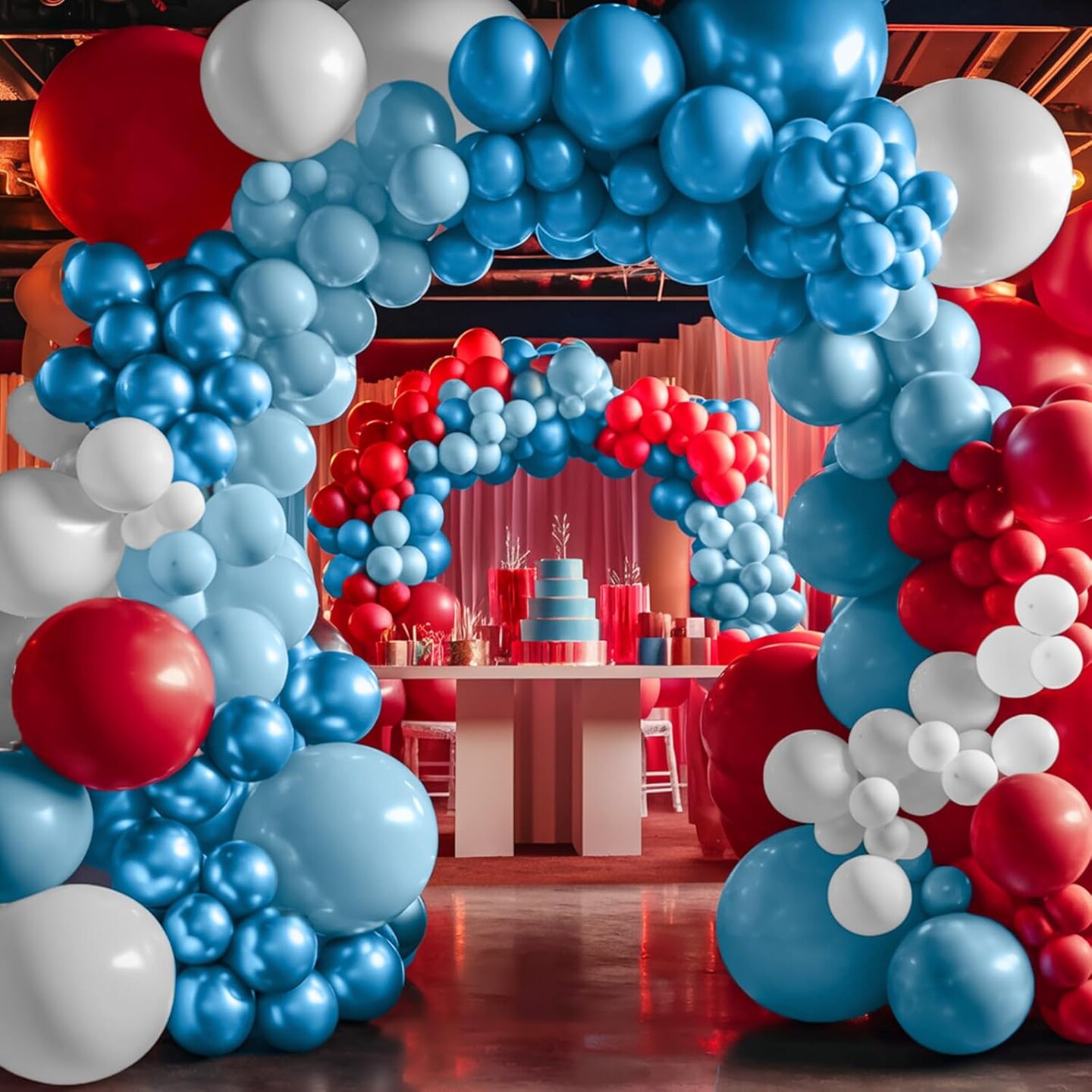 Red Blue White Balloon Set,12 Inchs Red White Blue Balloons, Blue and Red Party Balloons for Boys Kids Birthday Shower Graduation Party Decorations