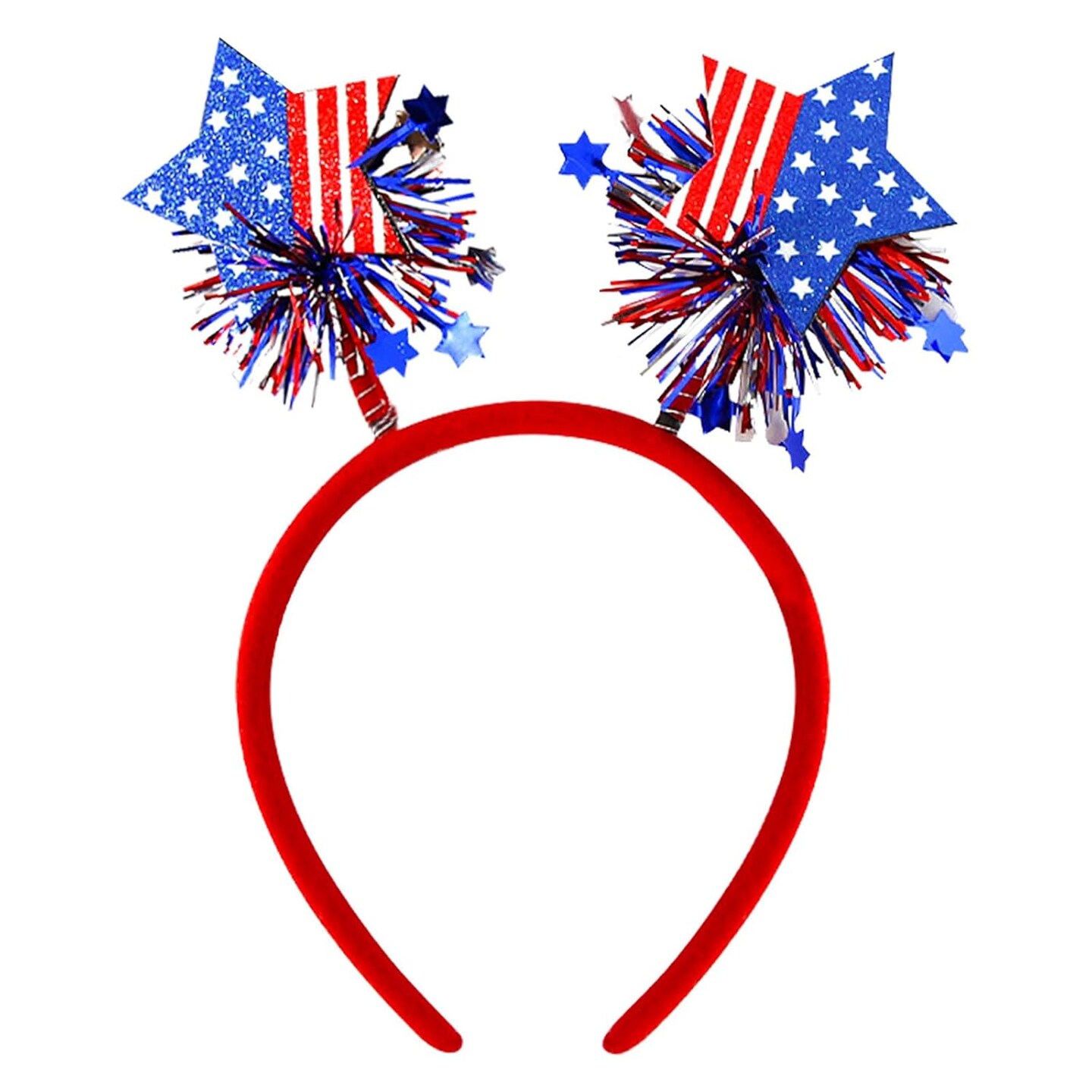 4th of July Headband - Red White Blue American Flag Headbands - Glitter Stars Patriotic Headband for 4th of July Outfits for Women - Fourth of July Decorations Cosplay Party