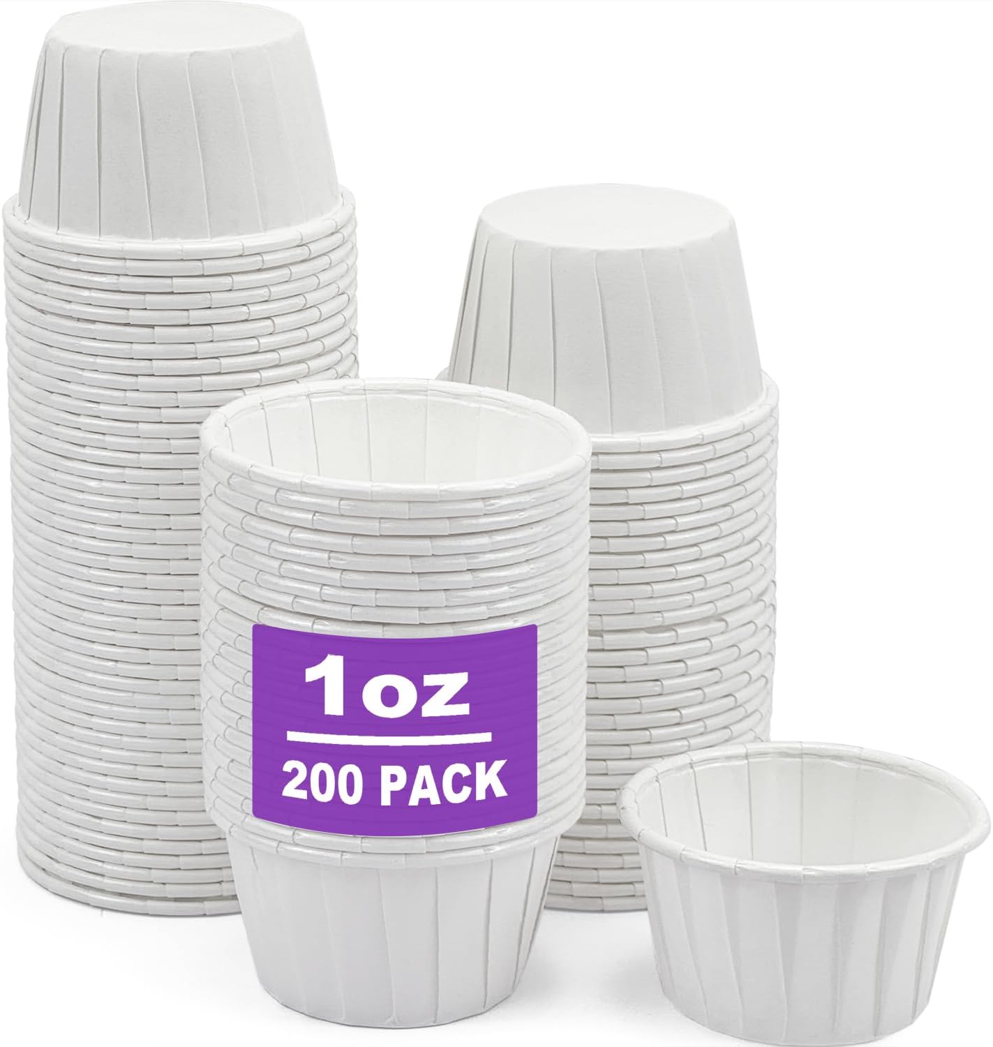 200 pcs Ketchup Cups Small Paper Cups 1 oz, Leak-Proof Food Safe Disposable Condiment Cups Paper Souffle Cups Sample Cups Medicine Cups (Pack of 200)