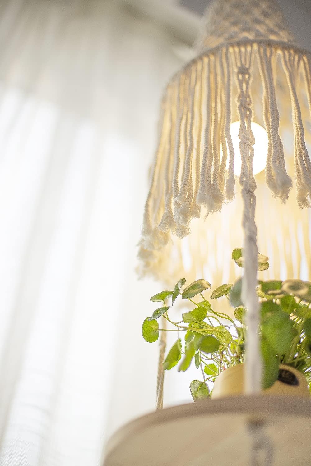Macrame 3-Tier Hanging Shelf with Rope – Boho Floating Round Shelves for Plants, Flower Pots, Lamp Shades, and Home Decor – 1 Set