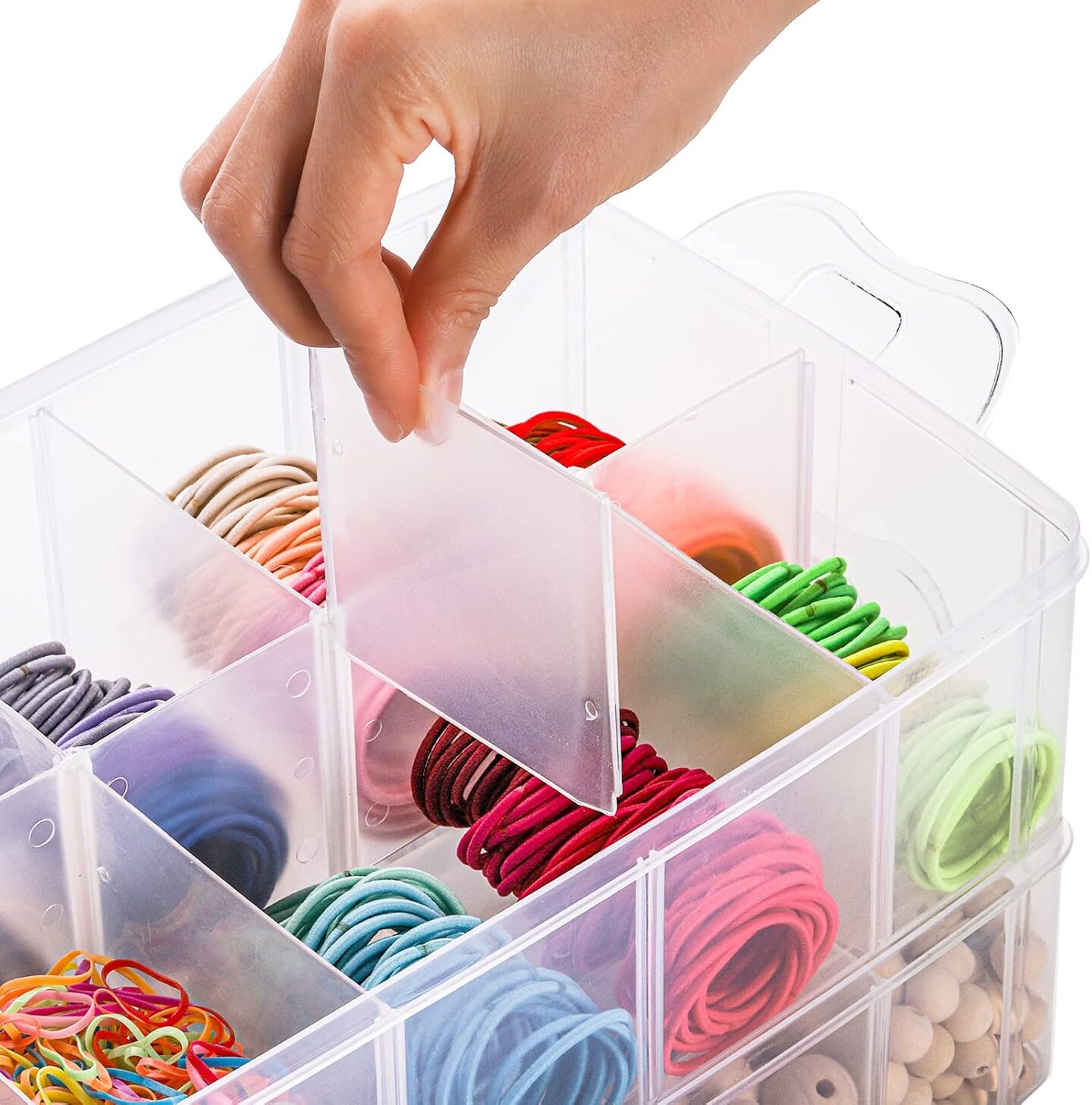 3-Tier Stackable Storage Container Box with 30 Compartments, Plastic Craft Organizer Case Tool Storage Bins for Jewelry Beads, Washi Tape, Nail Polish, Arts and Crafts, Sewing Accessories