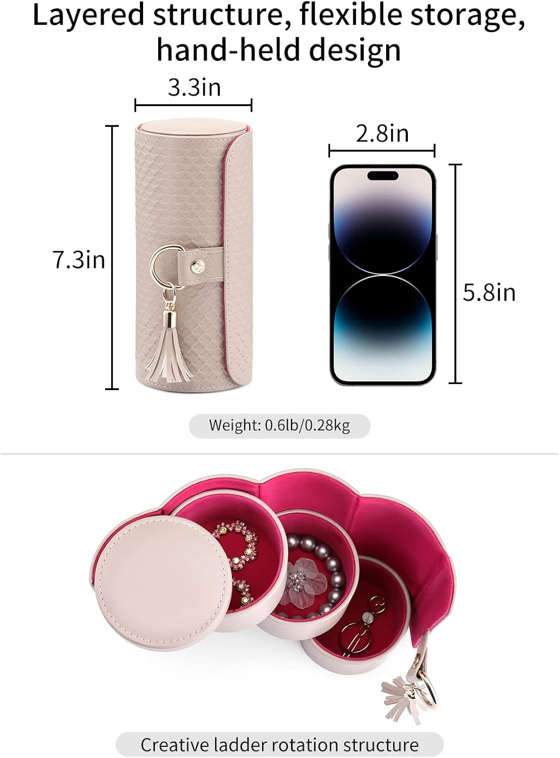 Viaggio Small Travel Jewelry Case – Essential Accessories Organizer for Women, Perfect Gift for Travelers, Bridesmaids, Mom, Friends, and Couples