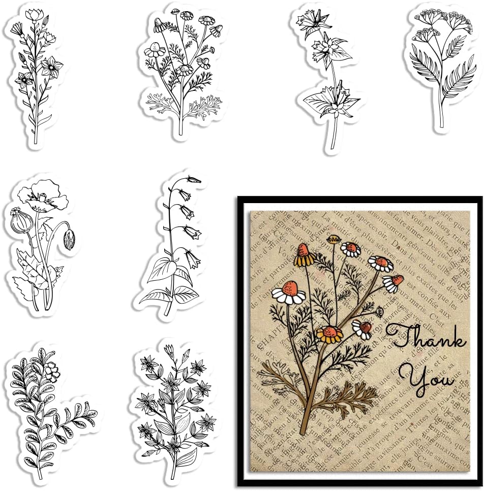 Spring Flowers Leaves Clear Stamps for Card Making and Journaling ...