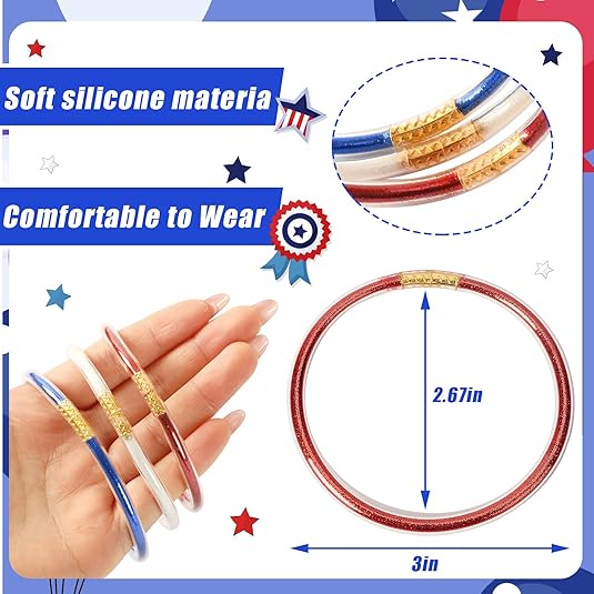 9Pcs Bracelet Glitter Jelly Bracelets Silicone Jelly Bangles Bracelet Set for Party Favors Gifts