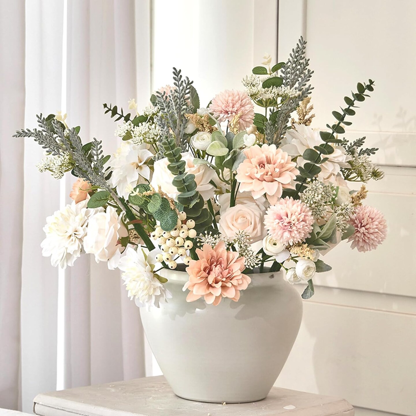 Artificial Flowers Bouquets, Artificial Silk Flowers Bouquets for Wedding, Home Table Decorations, Wedding Centerpieces Bouquets Flowers Arrangement Decorations