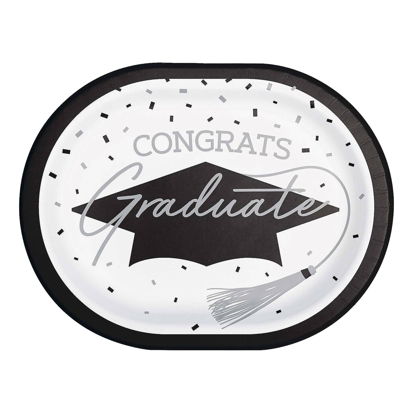 Creative Converting School Spirit White Graduation Oval Paper Platters 24ct