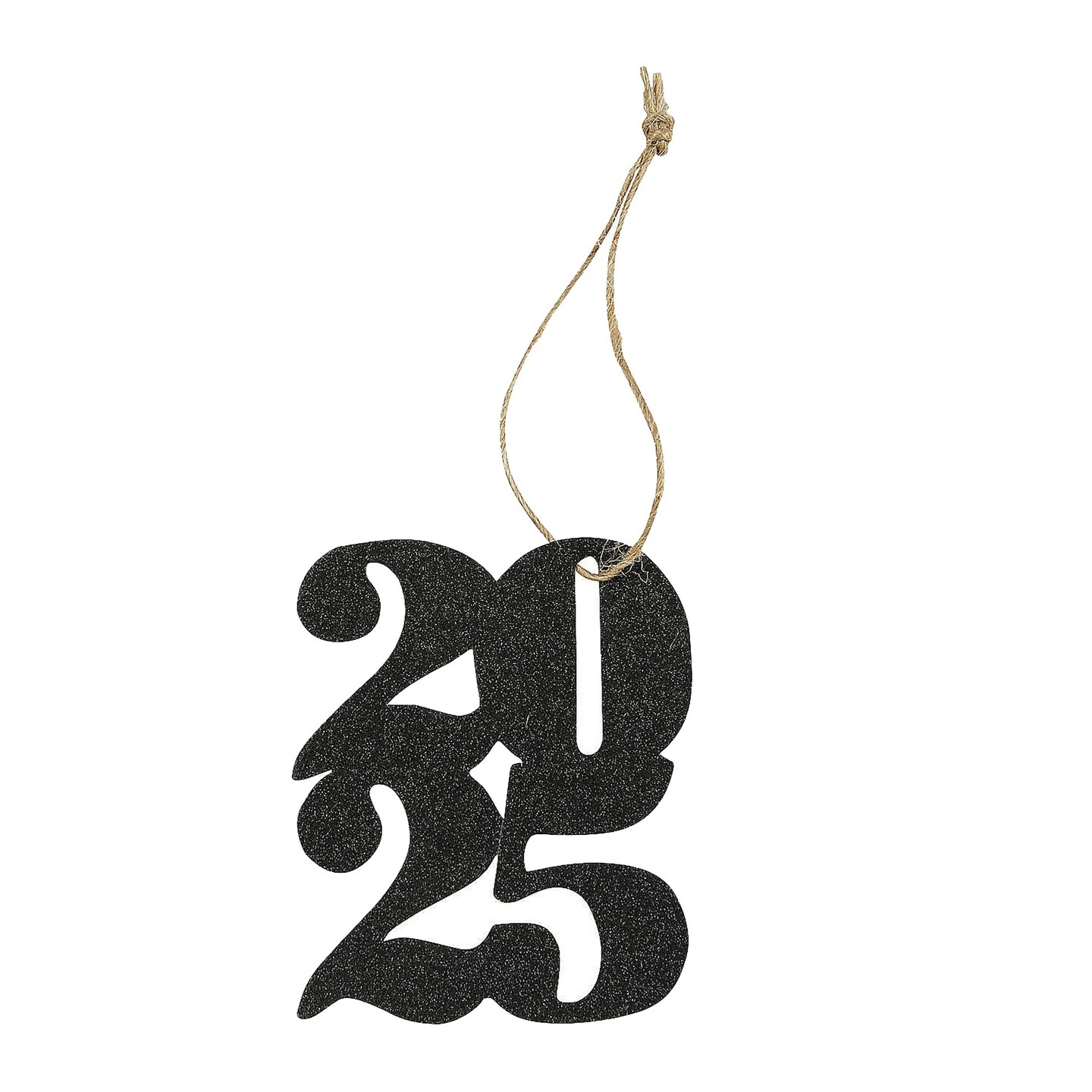 2 1/4" x 3" Stacked 2025 Year Black Glitter Cardstock Favor Tags 12 Pieces