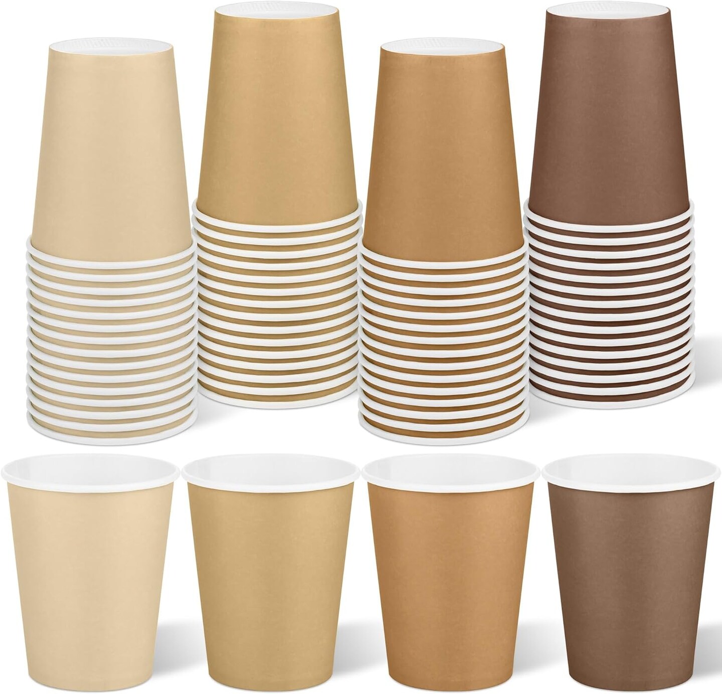 60-Pack 9 oz Brown Paper Cups with Gradient Design – Disposable Coffee, Beverage, and Party Cups for DIY Projects, Events, and Holiday Celebrations