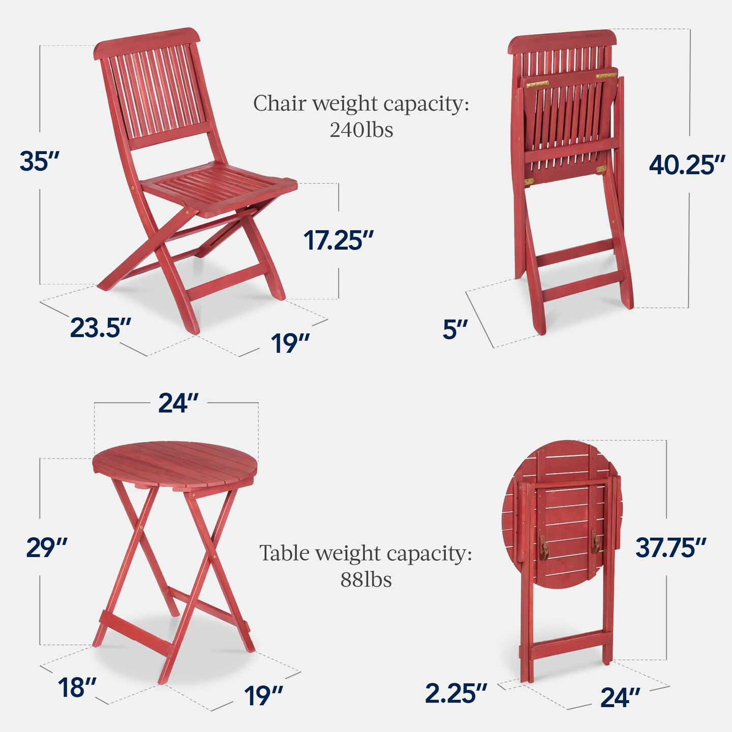 Best Choice Products 3-Piece Acacia Wood Bistro Set, Folding Patio Furniture w/ 2 Chairs, Table