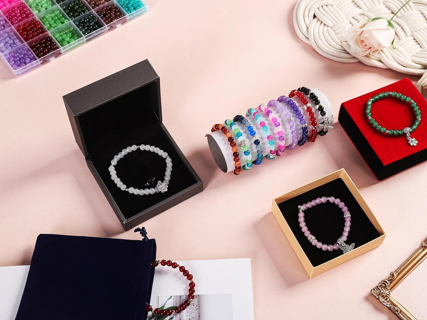 Glass Beads Bracelet Making Kit, 3000 pcs 72 Colors 6 mm Crystal Glass Beads for Jewelry Making, Glass Beads Kits