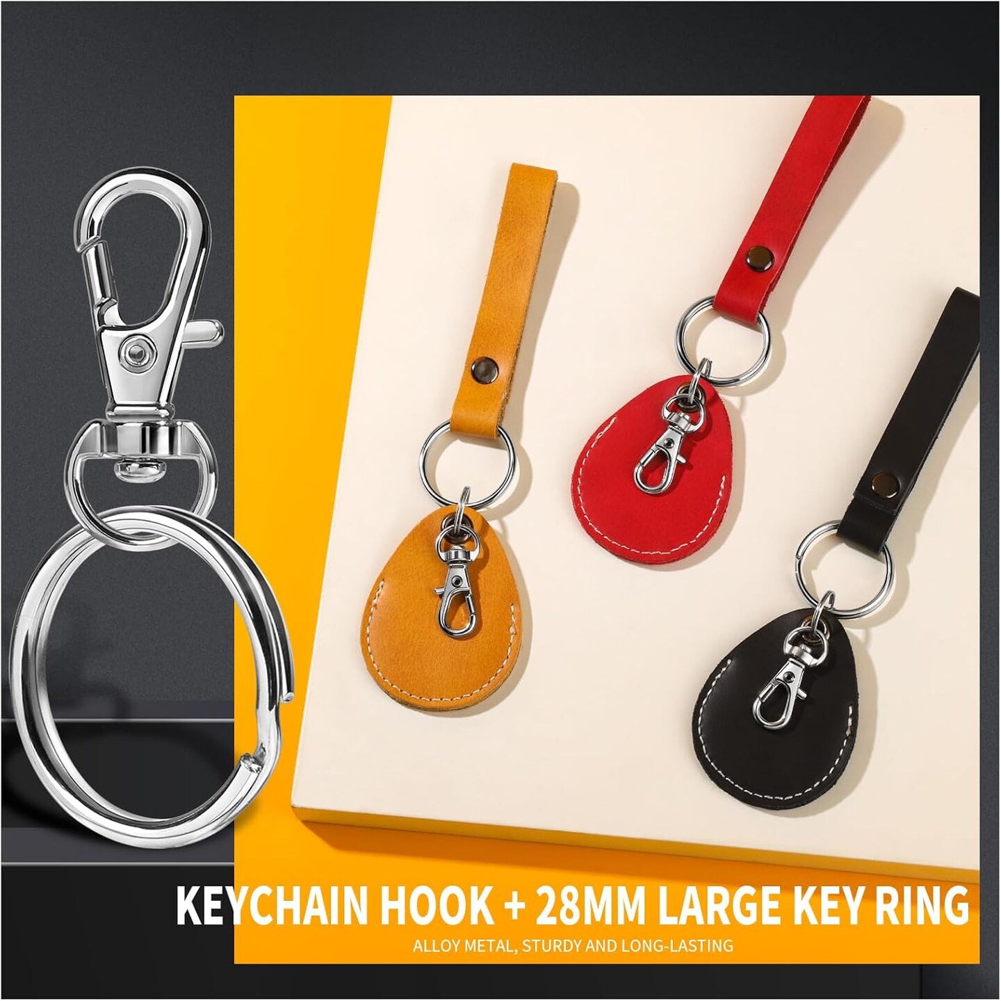 145PCS Key Chain Rings and Lobster Claw Clasps, Keychain Accessories, Bulk Lanyard Clips for Crafts