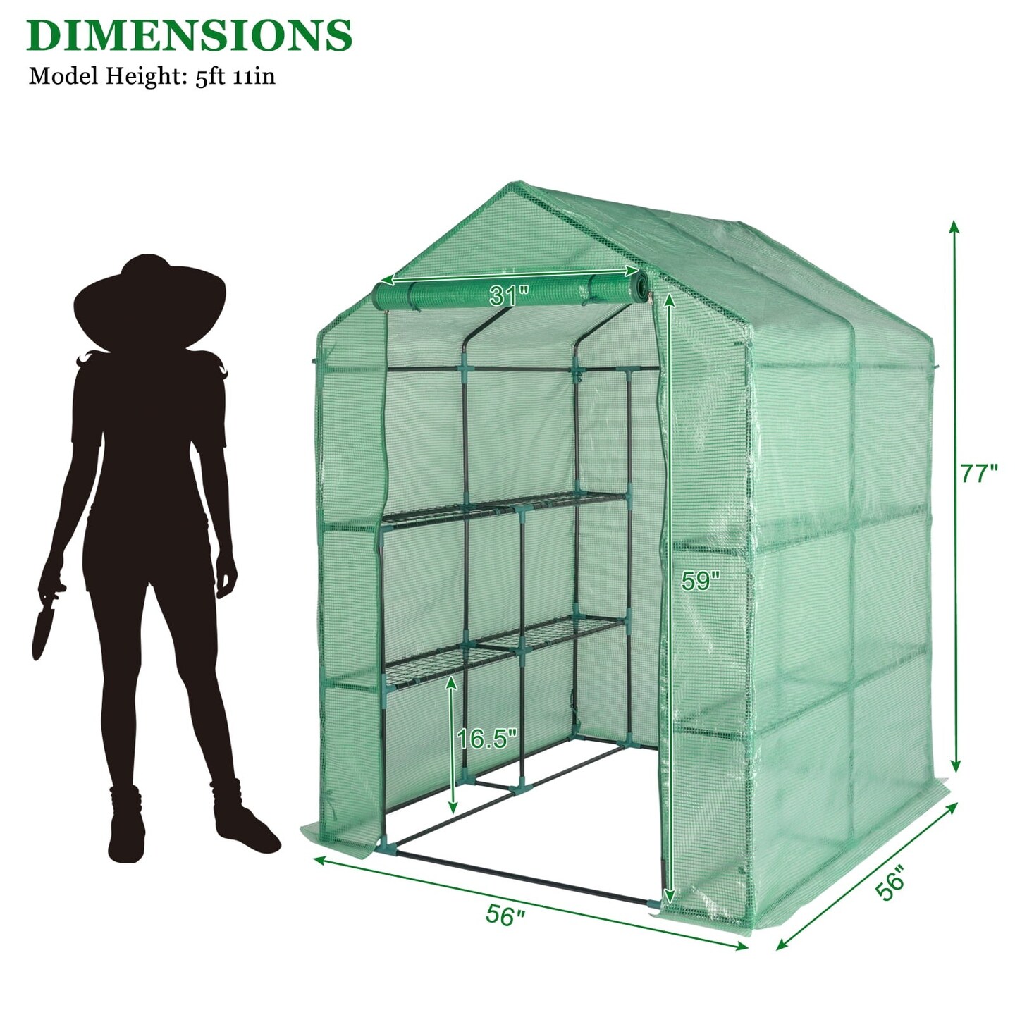 Black Iron Pipe Steeple Greenhouse with 8-Piece Grid Flower Stand