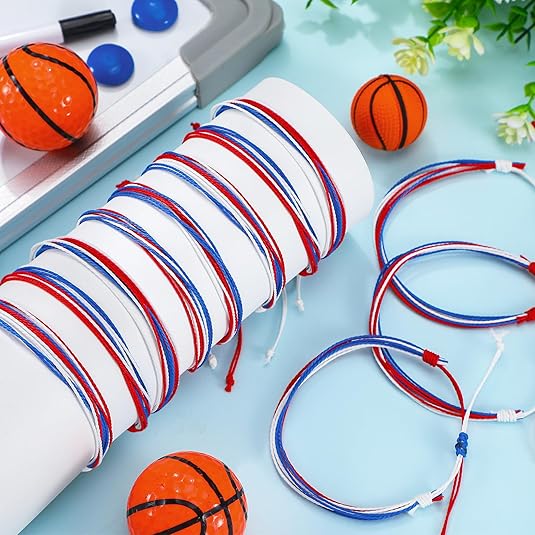 50 Pcs Team Bracelets Bulk Sports Game Day Adjustable Bracelets Gifts for Basketball Softball Baseball Soccer Football Cheer Gifts Players Cheerleader Accessories