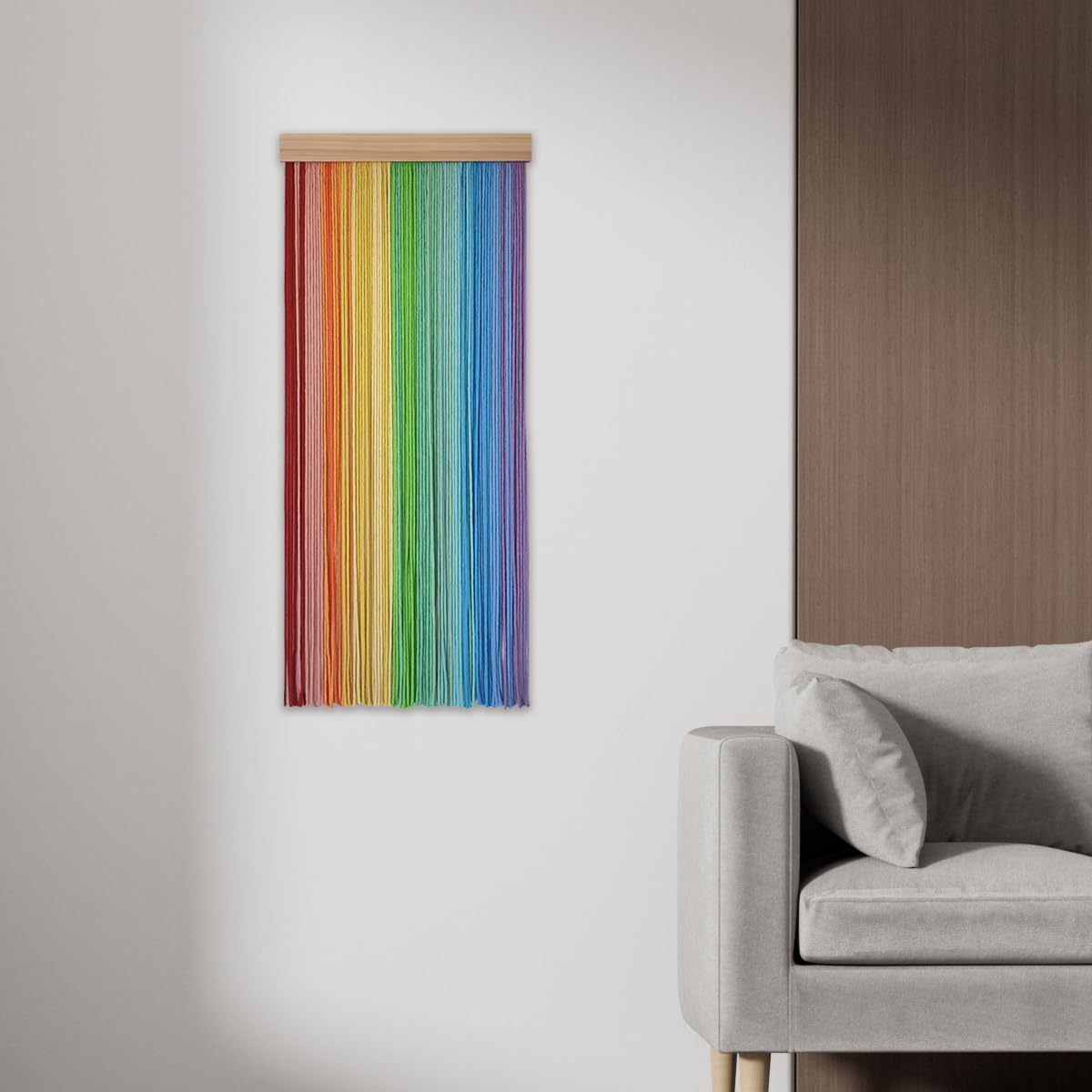 Boho Long Tapestry Unique Macrame Wall Decor Art Hanging Fabric Headboard Traditional Handmade Tie-Dye for Living Room, Bedroom, Home, Rainbow, 40&#x22; L x 15.75&#x22; W