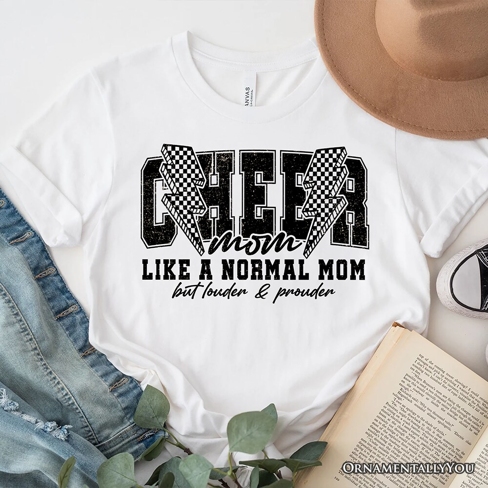 Cheer Mom Lightning T-Shirt, Cheerleader Retro White and Natural Tee for Proud Sports Mothers