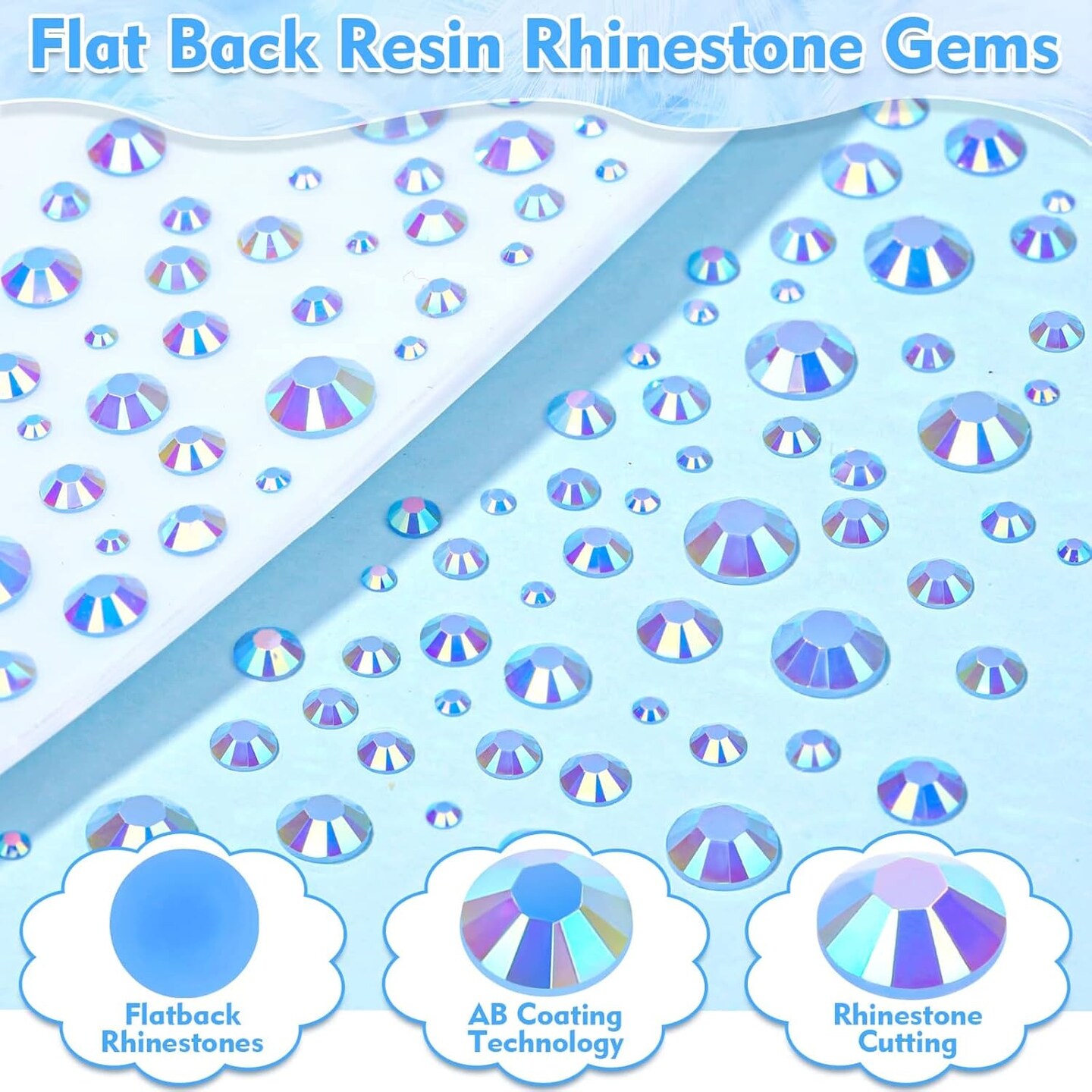 14000Pcs Flatback Light Blue Rhinestones with B7000 Adhesive Glue for Crafts, AB Color Jelly Rhinestones Resin Gems with Tweezer &#x26; Picker Pens for Shoes, Tumblers, Clothes Decoration