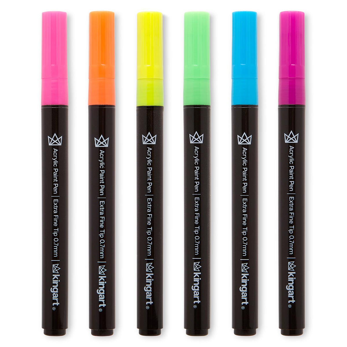 KINGART&#xAE; PRO Paint Pens Extra Fine Tip, 6 Neon Colors